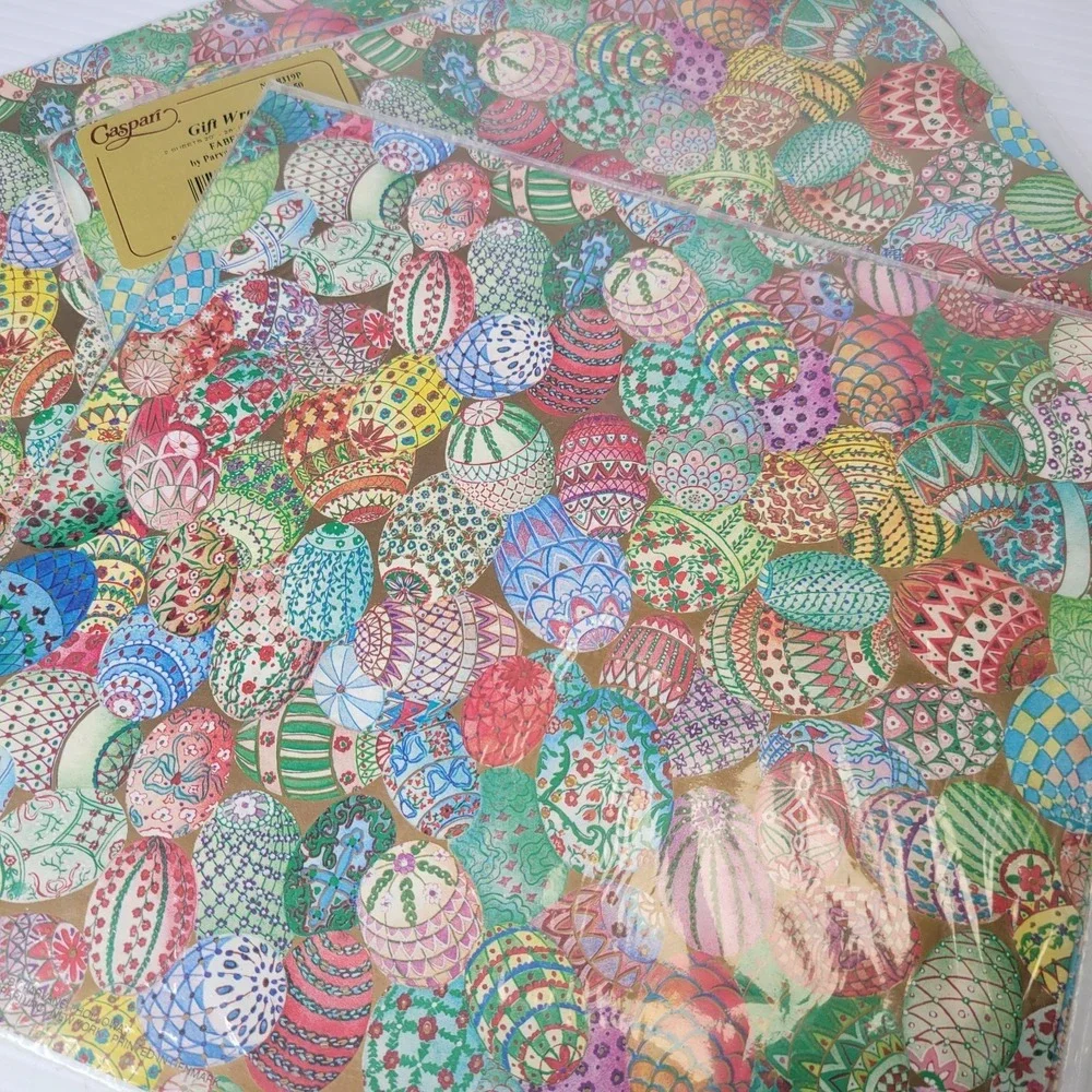 4 Packs Vintage Old Stock Caspari‎ Gift Wrapping Paper Faberge Egg Holloway NEW